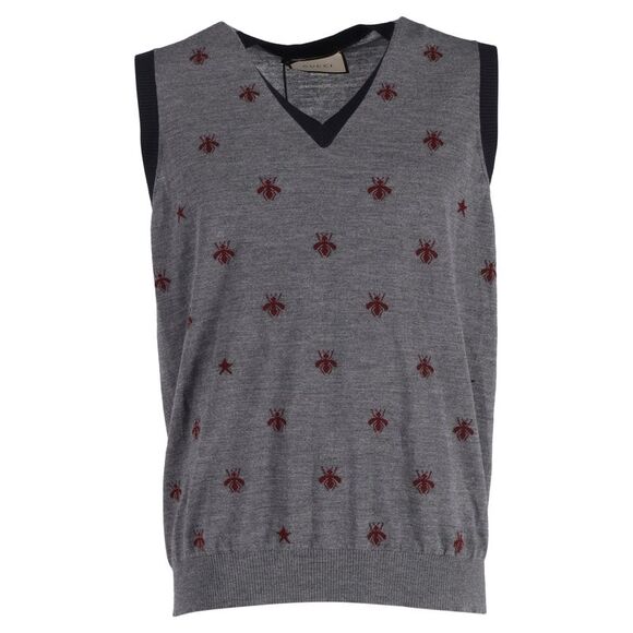 Gucci Other - Gucci Bee & Star Sweater Vest in Grey Wool